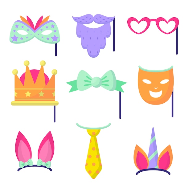 Gratis vector verzameling van platte carnavalsfeestfoto's