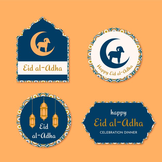 Verzameling van platte eid al-adha-labels