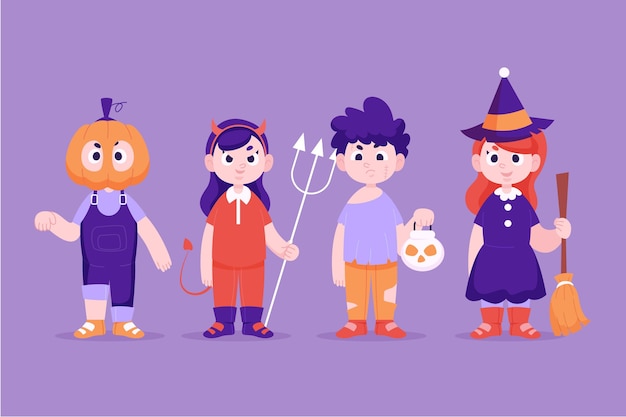 Verzameling van platte halloween-personages