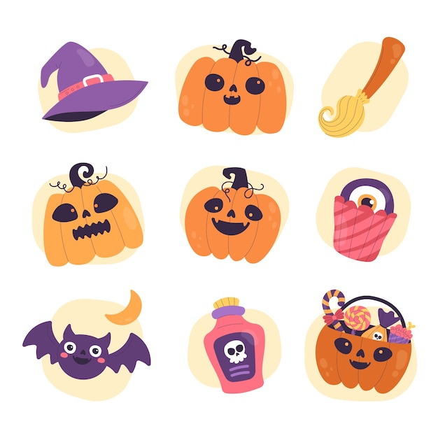 Gratis vector verzameling van platte halloween-snoepjeselementen