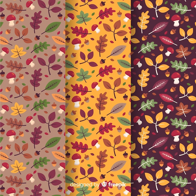 Gratis vector verzameling van platte herfst patronen