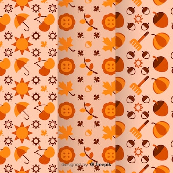 Verzameling van platte herfst patronen