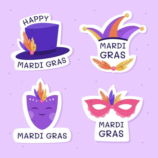 Gratis vector verzameling van platte mardi gras-badges