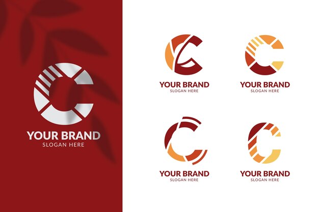 Verzameling van platte ontwerp c logo's