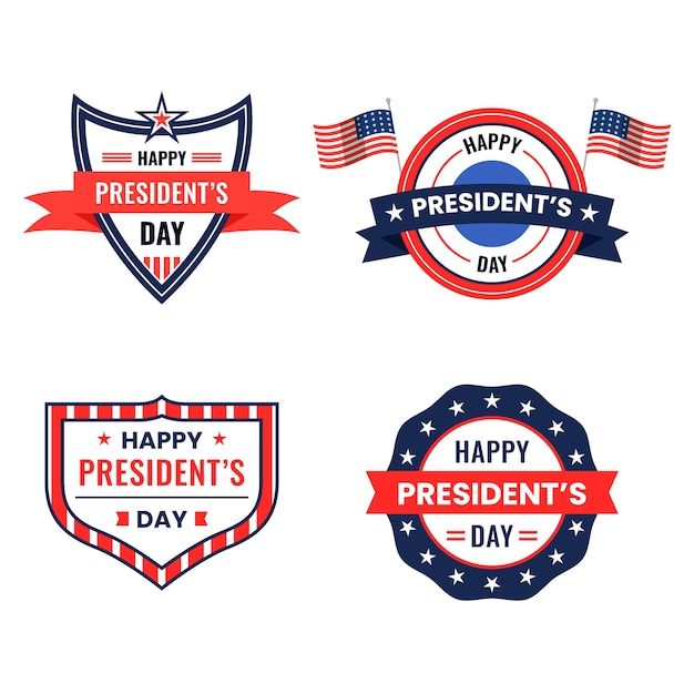 Gratis vector verzameling van platte presidentendagbadges