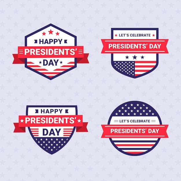 Gratis vector verzameling van platte presidentendagbadges