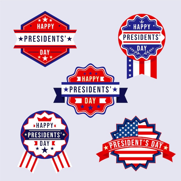 Verzameling van platte presidentendagbadges