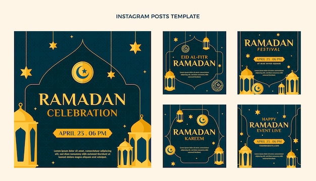 Gratis vector verzameling van platte ramadan instagram-berichten