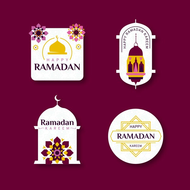 Verzameling van platte ramadan-labels