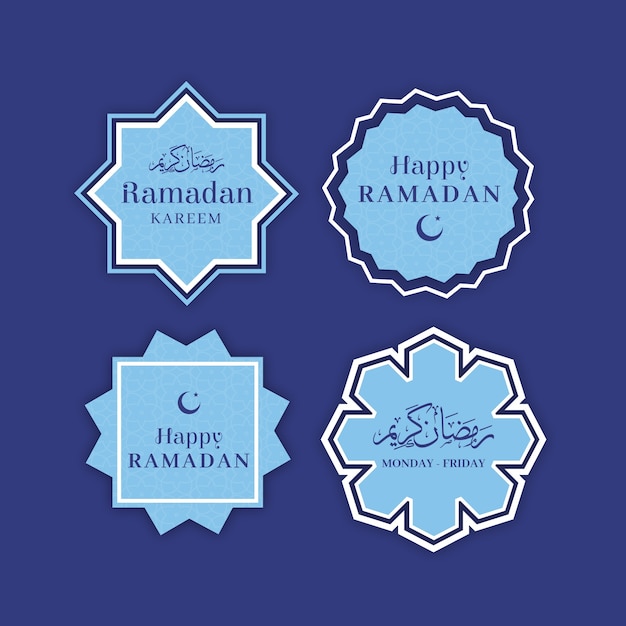 Gratis vector verzameling van platte ramadan-labels