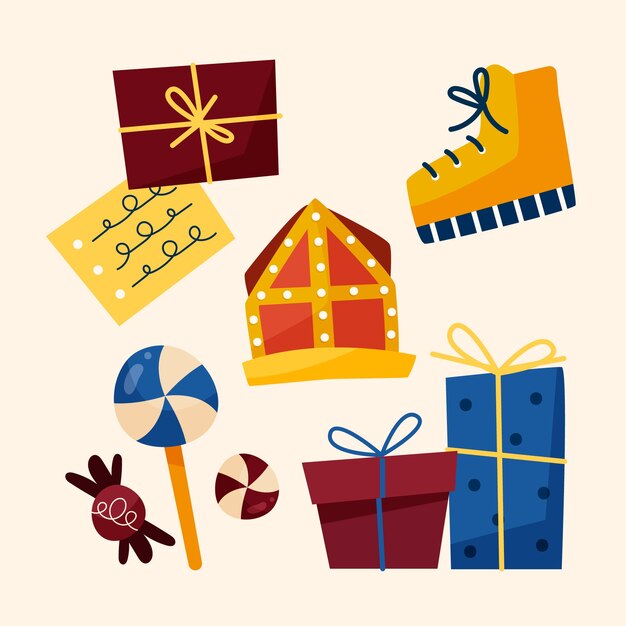 Verzameling van platte sinterklaaselementen