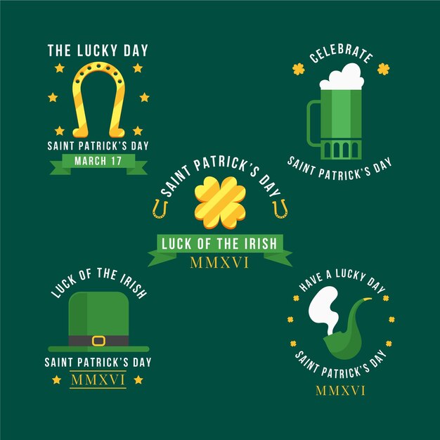 Verzameling van platte st. patrick's day-badges