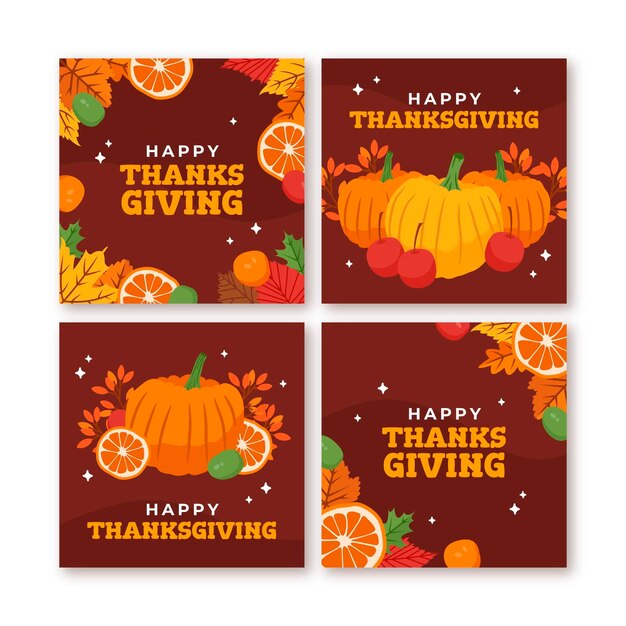 Verzameling van platte Thanksgiving-instagramberichten