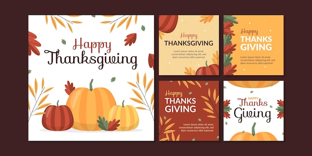 Verzameling van platte thanksgiving-instagramberichten