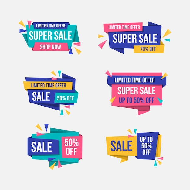 Gratis vector verzameling van platte verkoopbadges