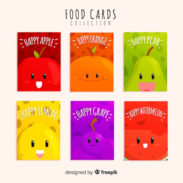 Verzameling van platte voedselkaarten