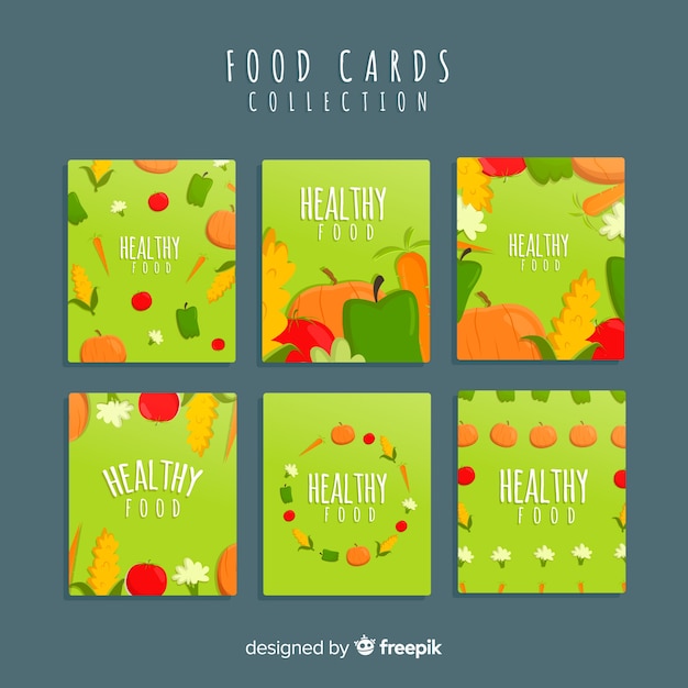 Verzameling van platte voedselkaarten