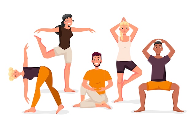 Gratis vector verzameling van platte yogahoudingen