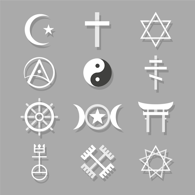 Gratis vector verzameling van religieuze symbolen met plat ontwerp