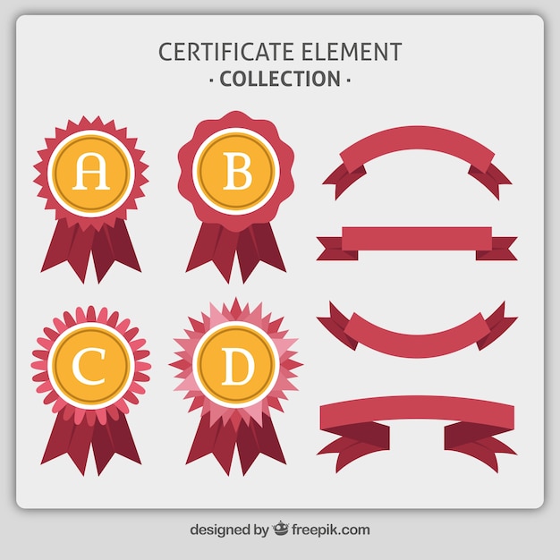 Gratis vector verzameling van rode certificaatelementen