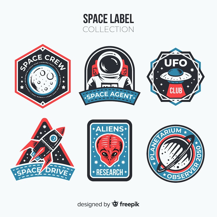 Gratis Vector verzameling van ruimte badges