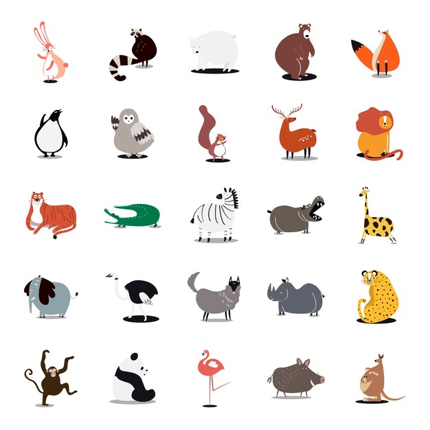 Verzameling van schattige dieren illustraties