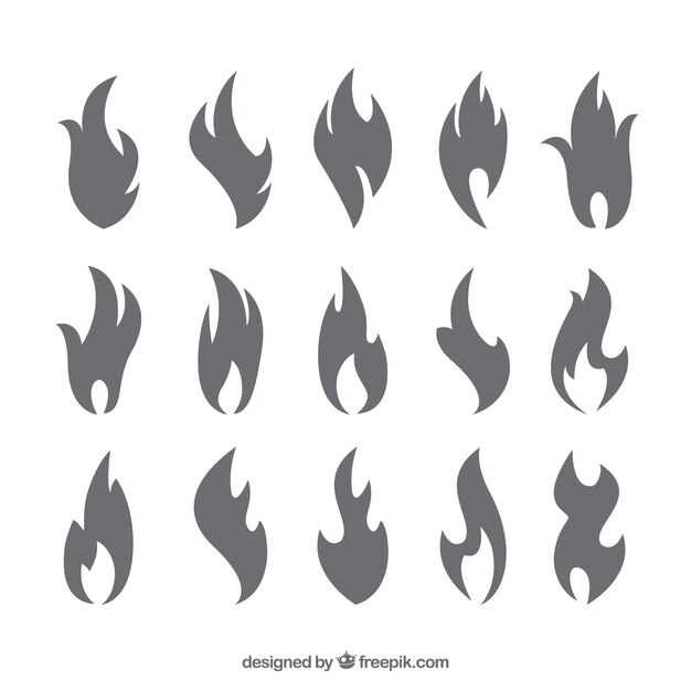 Verzameling van silhouetten van de vlammen