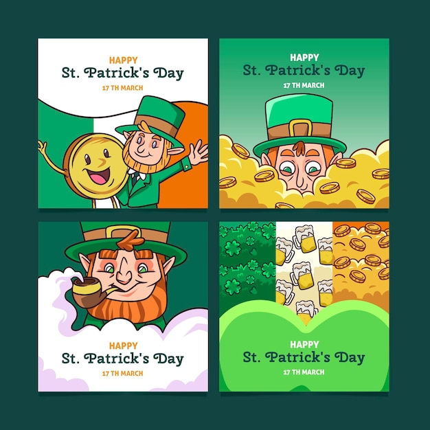 Verzameling van st. patrick's day post op sociale media