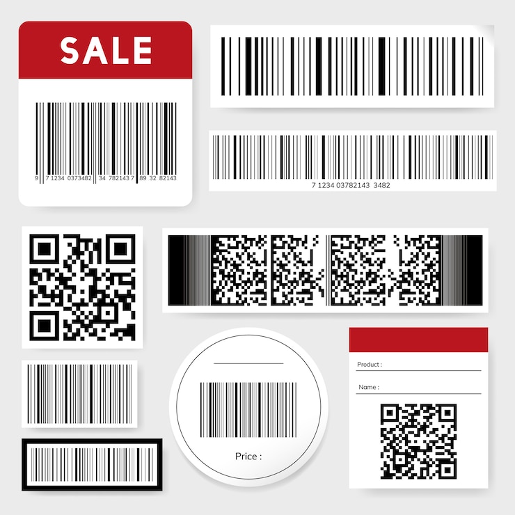 Gratis Vector verzameling van streepjescodes en qr-codes