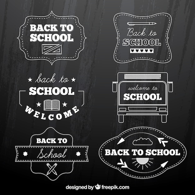 Gratis vector verzameling van terug naar school badges in krijt stijl