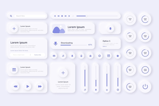 Verzameling van ui/ux-elementen met verloop
