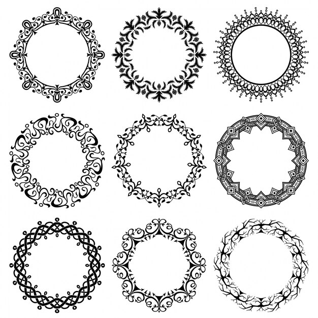 Verzameling van vector ronde uitstekende frames