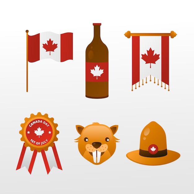 Gratis vector verzameling van verloopelementen voor de viering van de dag van canada