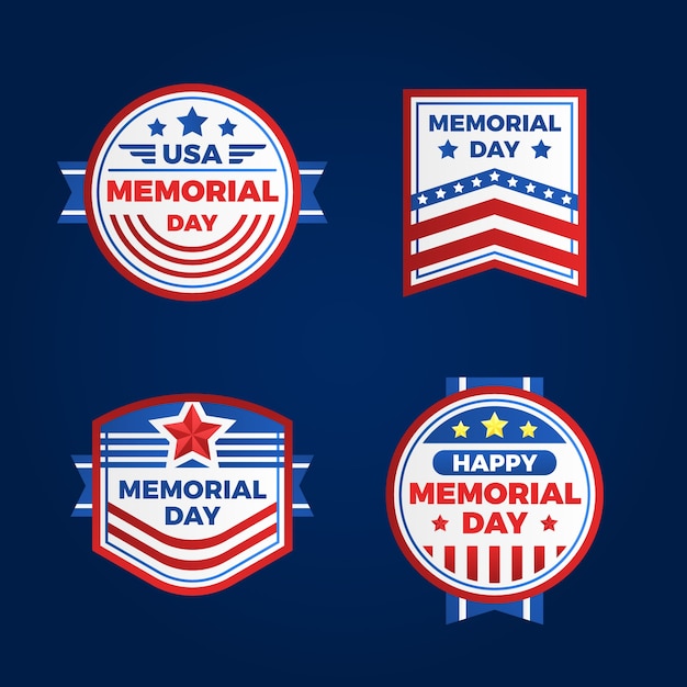 Gratis vector verzameling van verlooplabels voor de viering van de amerikaanse herdenkingsdag