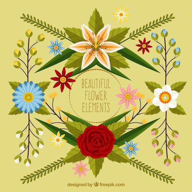 Gratis vector verzameling van verschillende platte bloemen