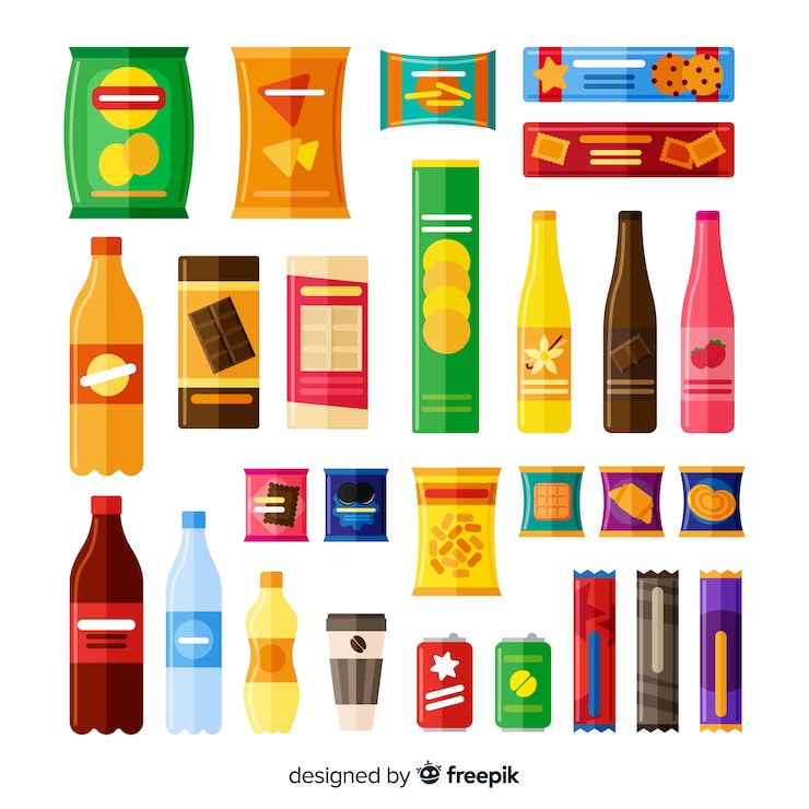 Gratis Vector verzameling van verschillende soorten snacks