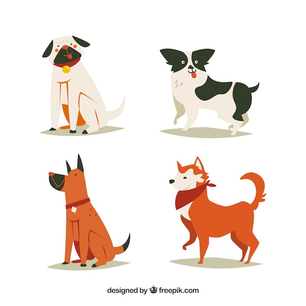 Gratis vector verzameling van vier grappige honden