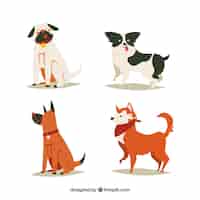 Gratis vector verzameling van vier grappige honden