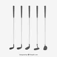 Gratis vector verzameling van vijf golfclubs