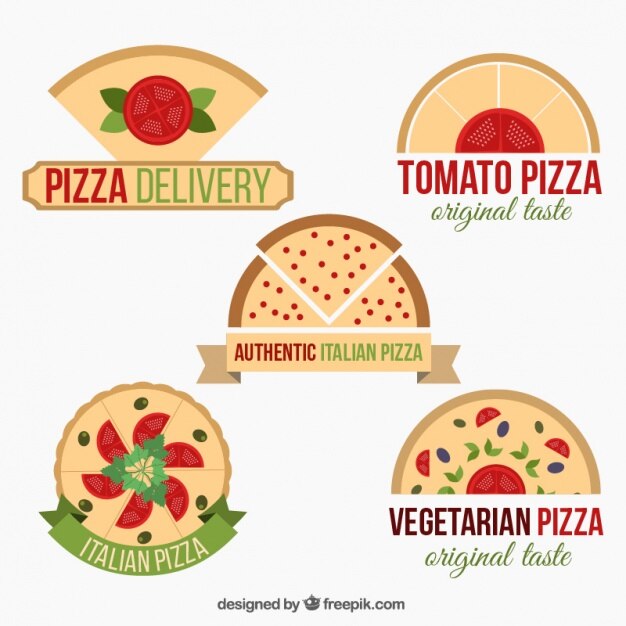 Gratis vector verzameling van vijf pizza logos