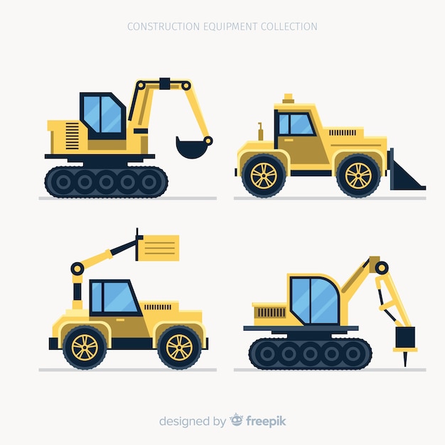 Gratis vector verzameling van vlakke bouwmachines