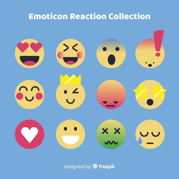 Gratis vector verzameling van vlakke emoticonreacties