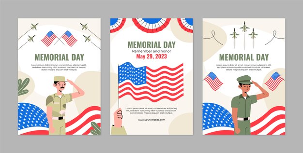 Verzameling van wenskaarten voor ons Memorial Day Celebration