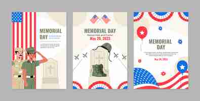 Gratis vector verzameling van wenskaarten voor ons memorial day celebration