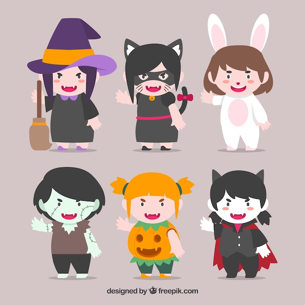 Verzameling van zes halloween karakters
