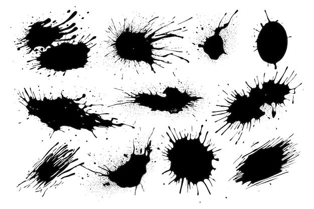Verzameling van zwart plat ontwerp inktplonselement