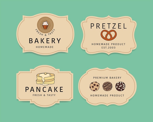 Gratis vector verzameling vintage banners en bakkerijlogo-badges zelfgemaakte bakkerijlabel retro-stijl