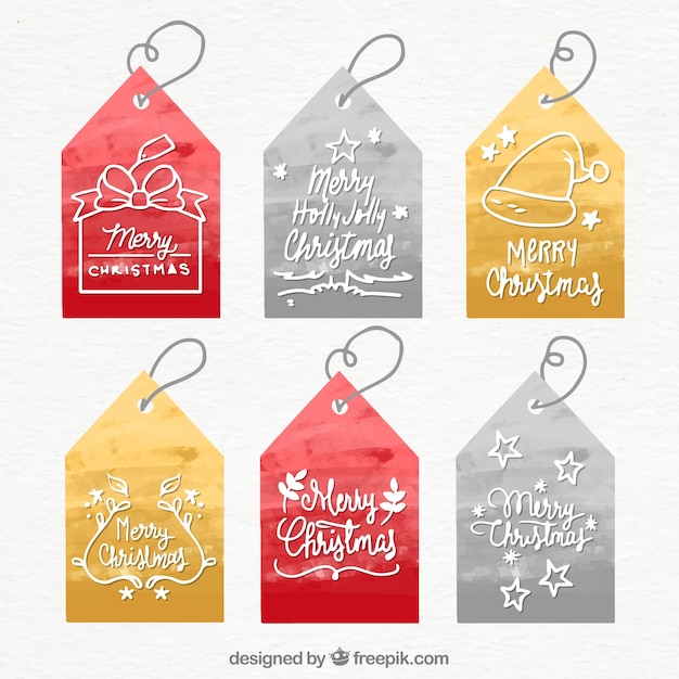 Gratis vector verzameling waterkleur kerstkaarten