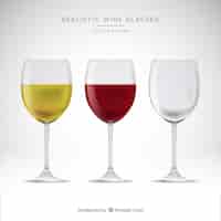 Gratis vector verzameling wijnglazen in realistische stijl