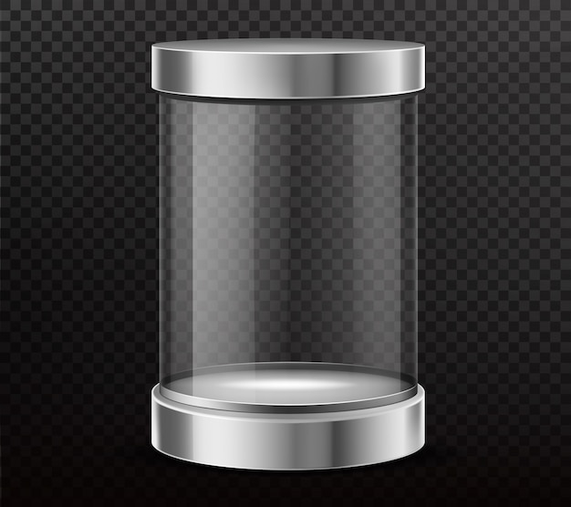 Verzegelde, glazen cilinder capsule realistische vector